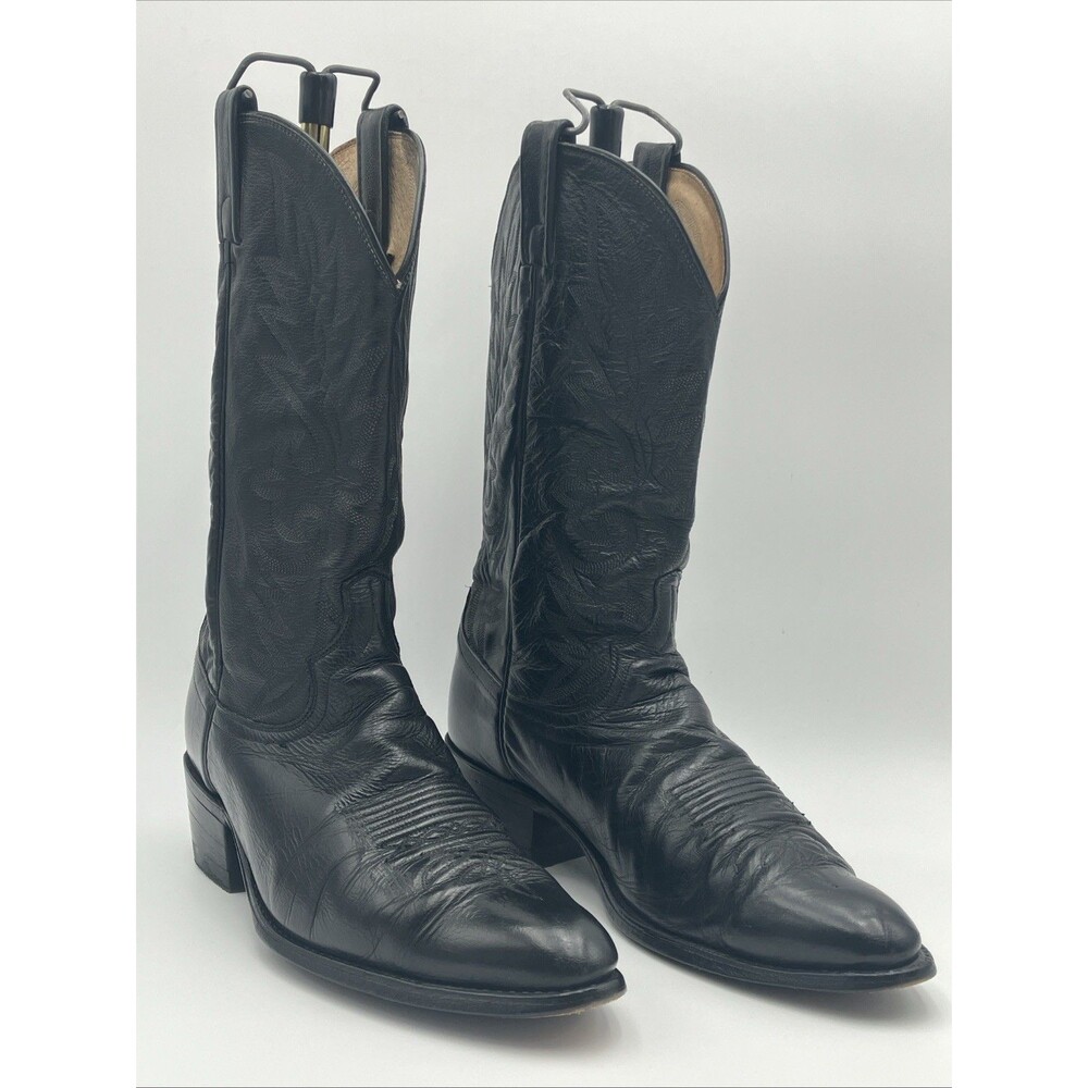 Dan Post DP111 Black Leather Cowboy Western Boots Men's Size 12D USA Style
